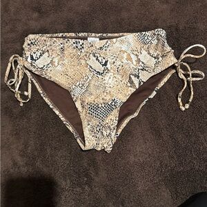 High Waist Snakeskin Print Bikini Bottom